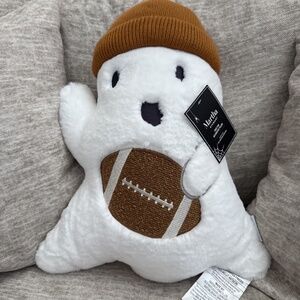 Martha Stewart Ghost Football & Hat HALLOWEEN Faux Fur Throw Pillow NWT